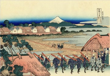  Ukiyoe Arte - el fuji visto desde el barrio gay en senju Katsushika Hokusai Ukiyoe